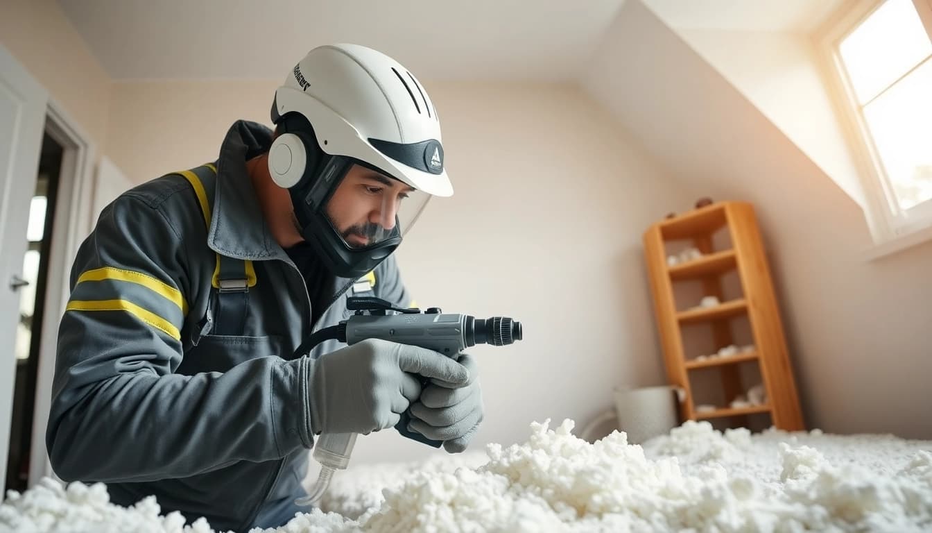 Effective spray foam removal near Brighton by a skilled technician in action.