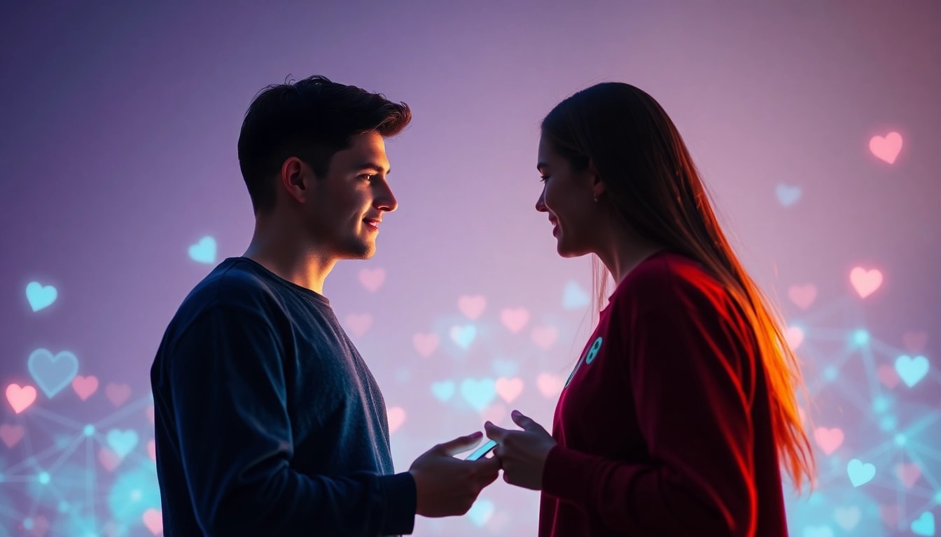 Engaging interaction with a sex AI chatbot in a modern setting, showcasing warmth and innovation.