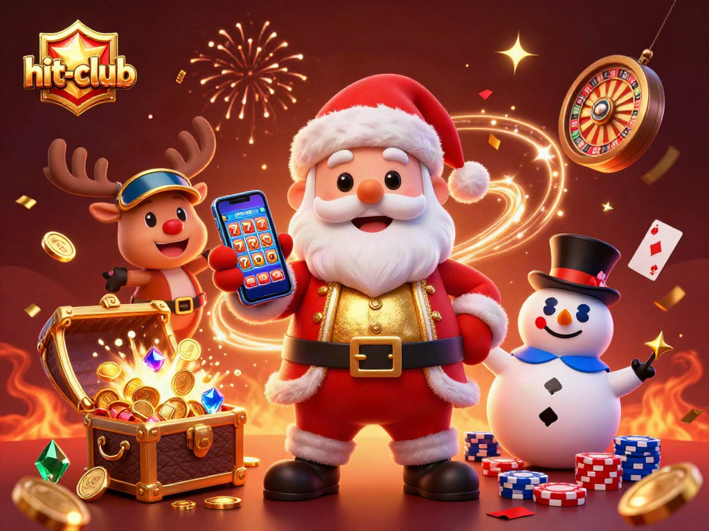 Spin the slots and win big with hit-club's exciting casino games featuring festive characters.