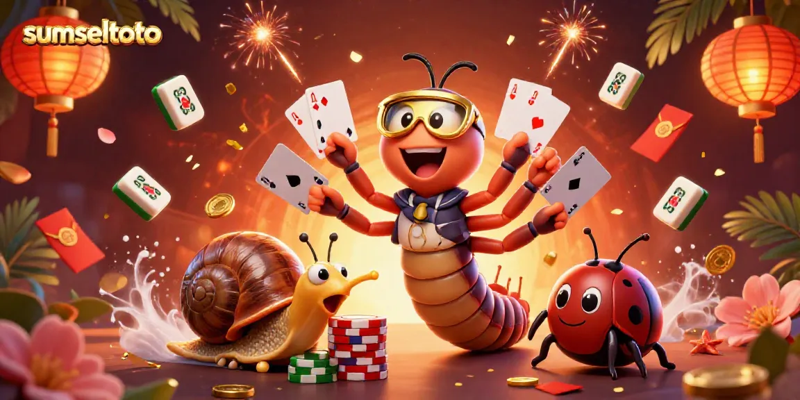 Engage in thrilling gameplay with sumseltoto featuring a vibrant cartoon scene of a millipede dealer and high-roller snail.