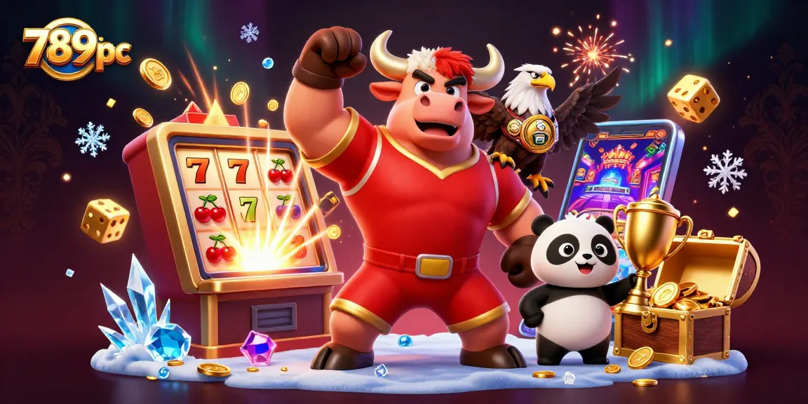 Experience winning at 789pc with animated characters celebrating a jackpot in a vibrant casino setting.