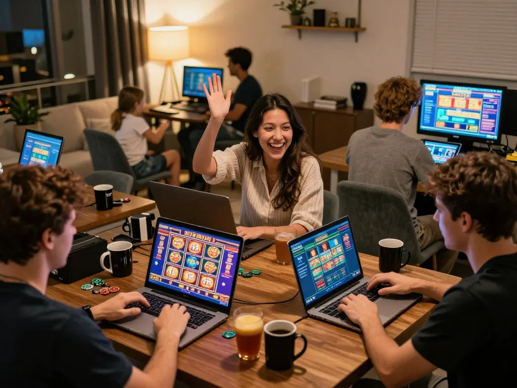 Players enjoying the cm88 online casino experience with engaging games in a cozy home setting.