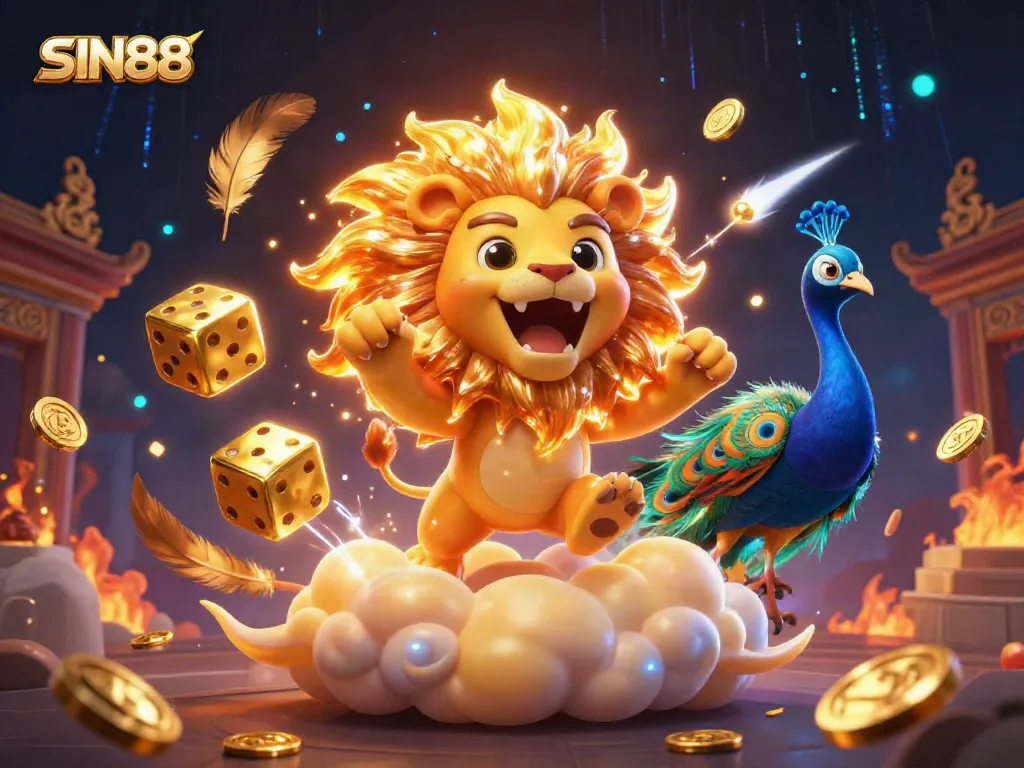 SIN88 captures thrilling casino excitement with dynamic golden elements and 3D characters.
