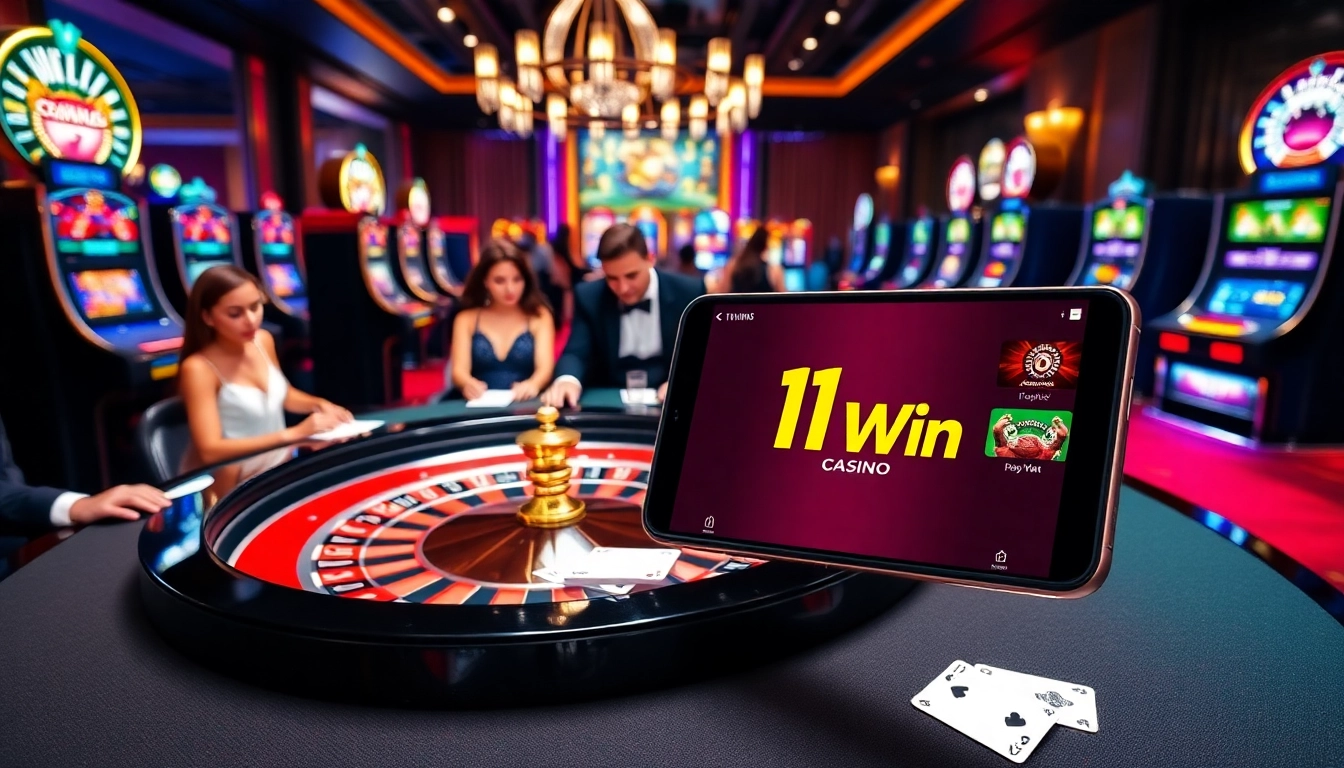 Engaging scene at https://11win.best/ casino with Roulette table and players enjoying their game.