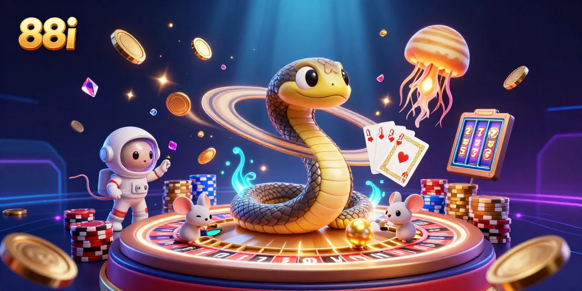 Experience thrilling gameplay at 88i with vibrant characters and exciting casino elements in a cosmic setting.