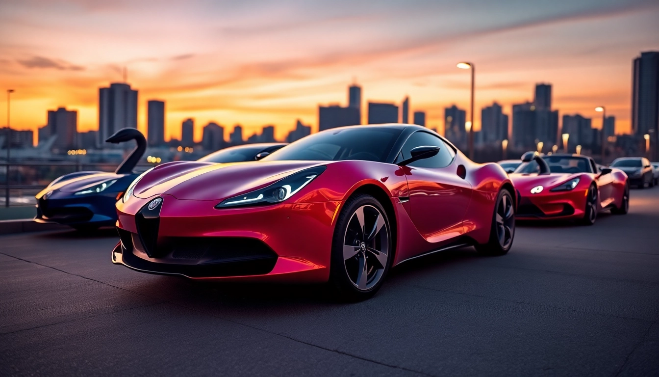 Swan Cars displayed in a stylish cityscape, emphasizing their sleek design and urban allure.
