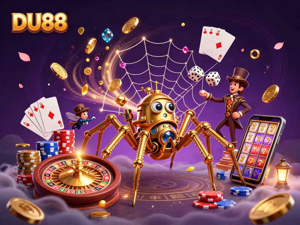 Experience DU88 with a vibrant illustration showcasing steampunk elements and casino excitement.