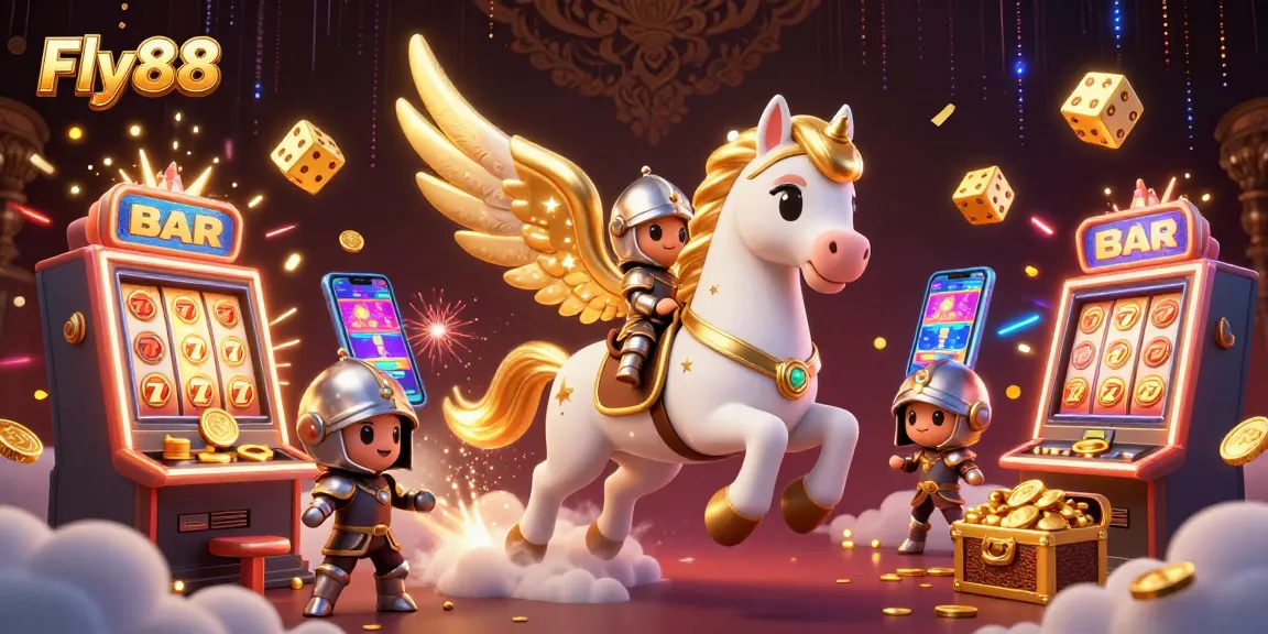 Experience thrilling wins with Fly88's celestial adventure in an ultra-detailed 3D casino illustration.