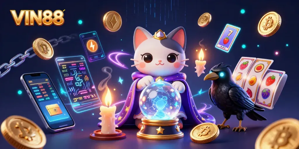 Experience thrilling gameplay at VIN88 with vibrant 3D characters and dynamic casino elements.