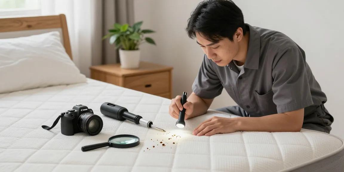 Expert bed bug removal inspection in a cozy bedroom, ensuring thorough treatment.