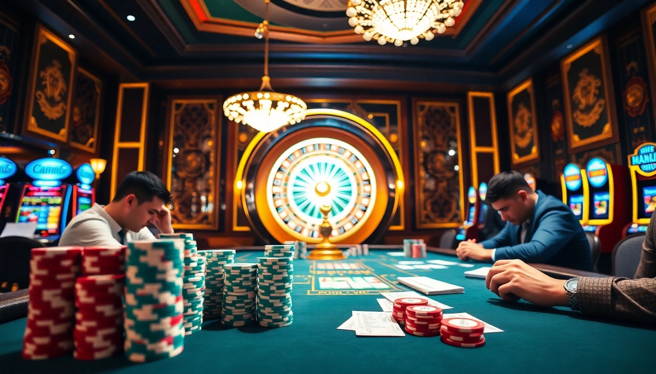 Experience thrilling gambling at QQ888 with vibrant poker chips and an elegant casino atmosphere.