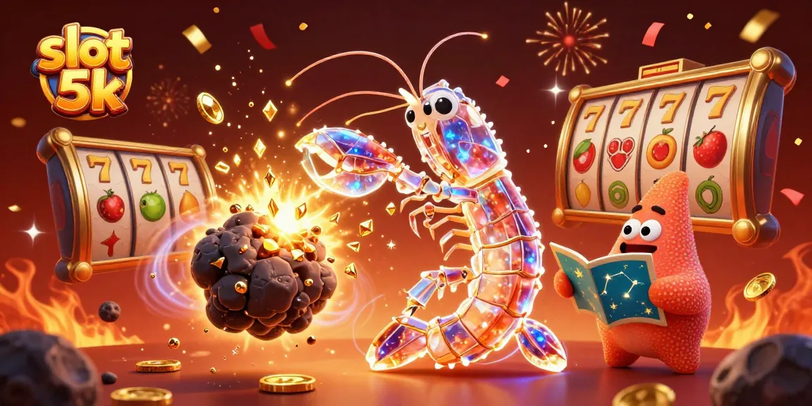 Experience the excitement of slot 5k with vibrant 3D characters and casino elements in an action-packed scene.