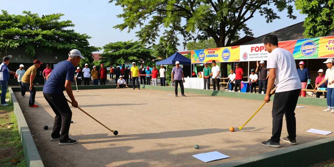 Players at fopikotagorontal.org engaging in a spirited petanque match, showcasing community involvement and sport.