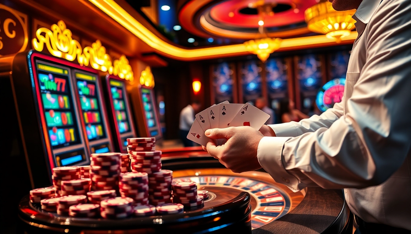 Engage in thrilling gaming at http://hrnikd.sa.com with vibrant slot machines and poker chips in action.
