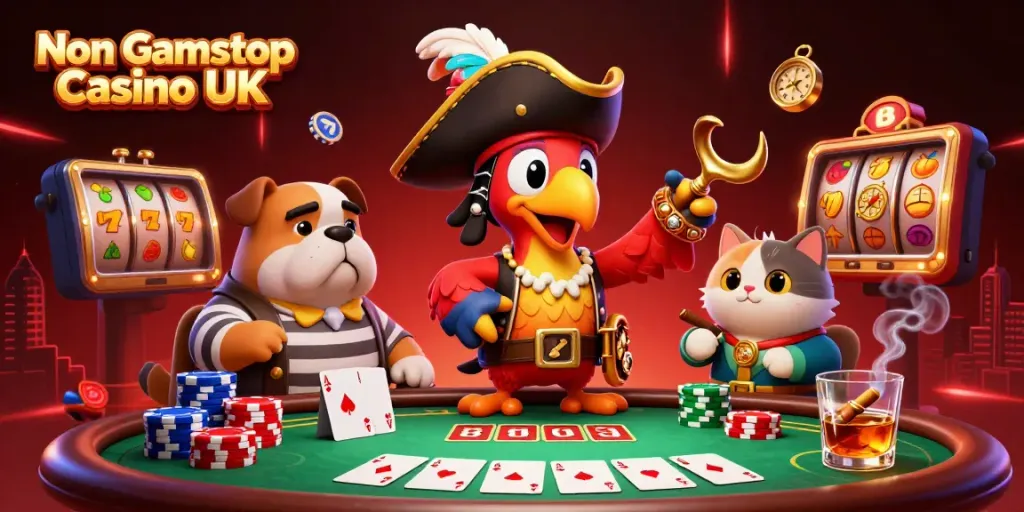 Experience thrilling play at Non Gamstop Casino UK with pirate characters and poker action!