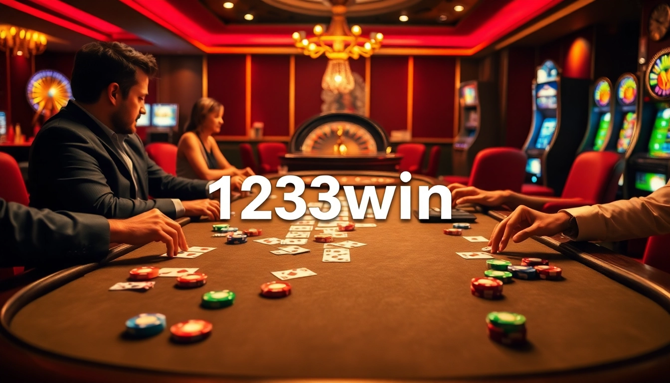 Experience a thrilling poker game at 123win with vibrant chips and elegant cards.