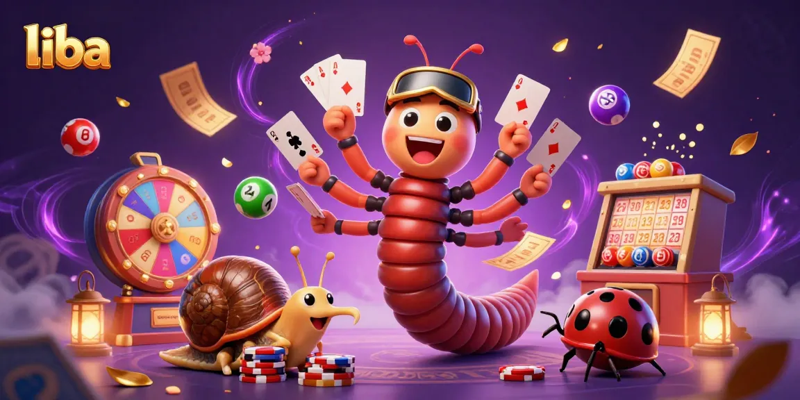 Experience the thrill of liba's vibrant casino scene with a multicolor array of lottery elements and animated characters.