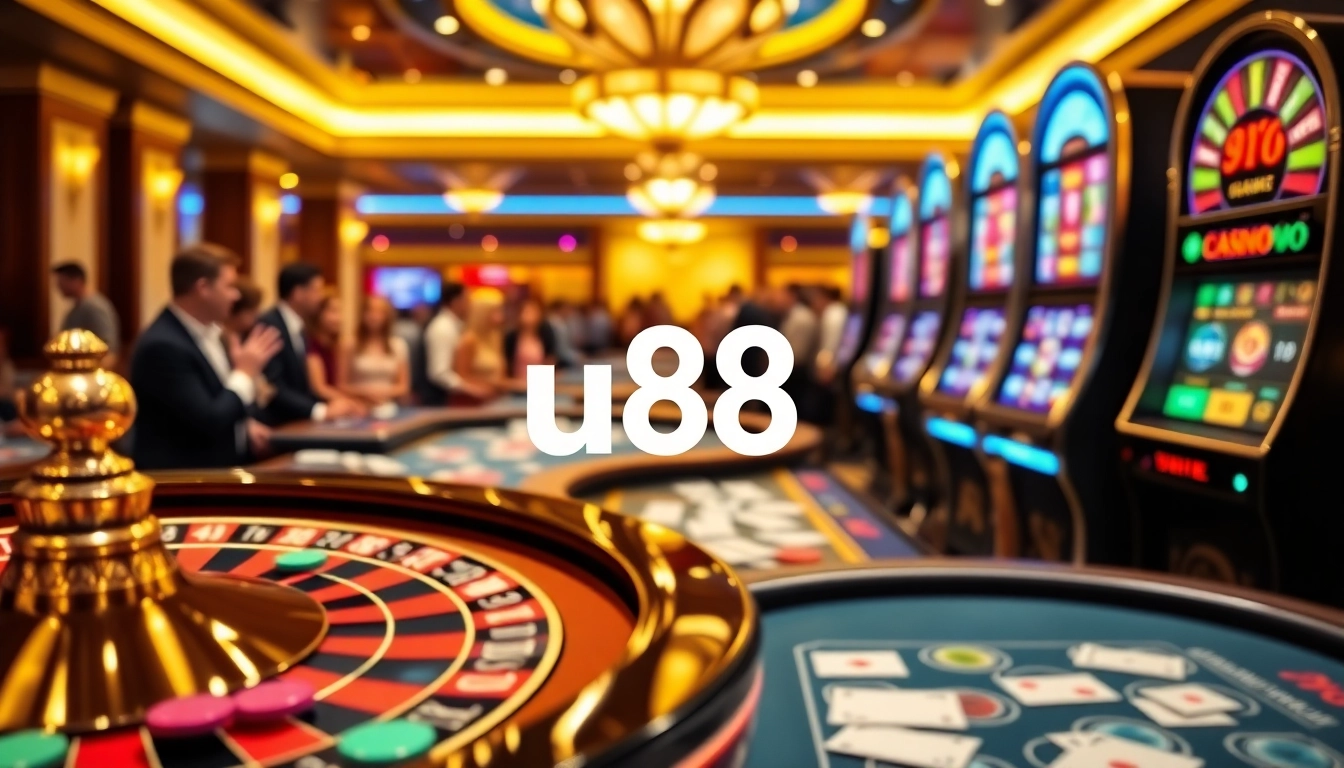 Experience the thrill of winning at u88 casino games with vibrant tables and spinning roulette.