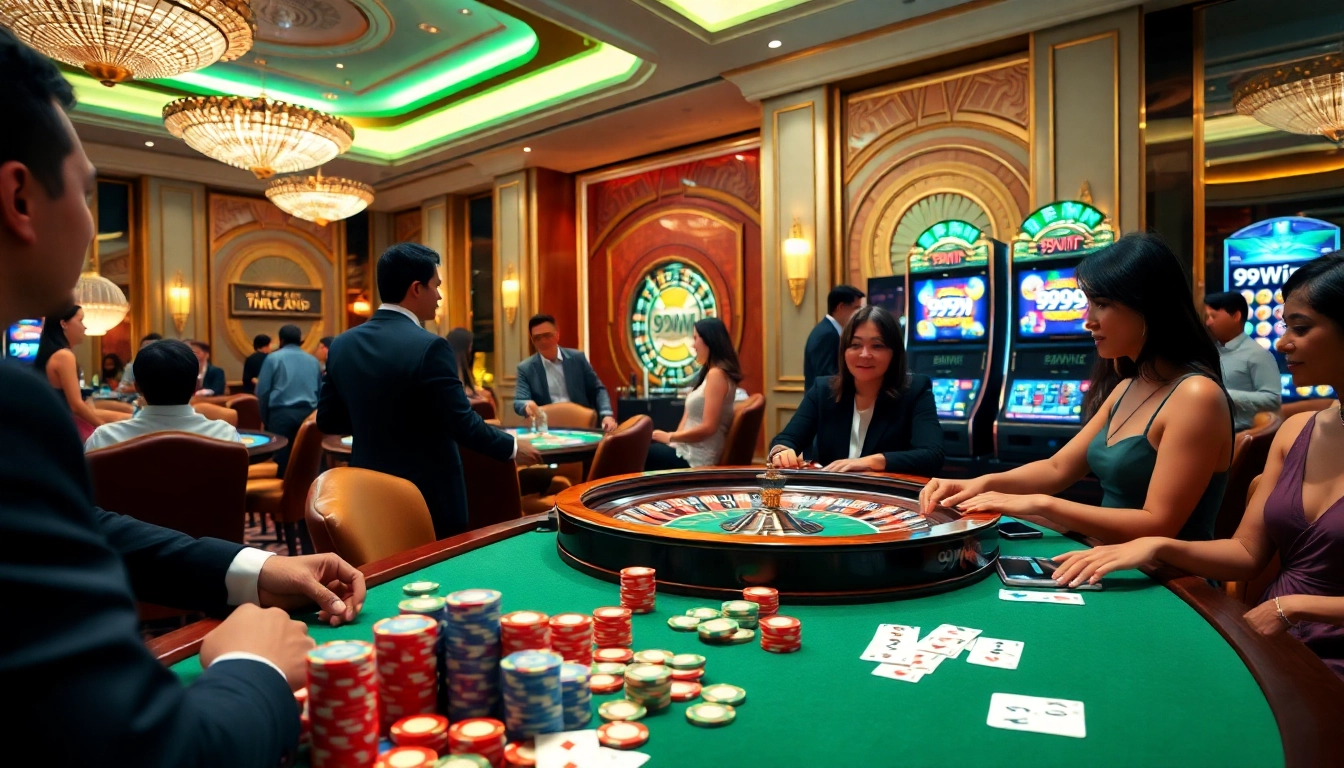 Experience the thrill of winning with 99win as players engage at a luxurious casino table.