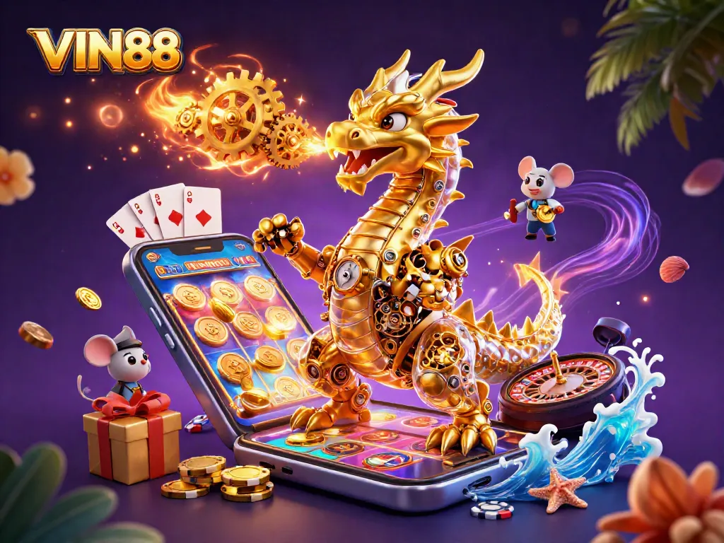Experience thrilling gameplay and rewards with VIN88, featuring dynamic casino elements.