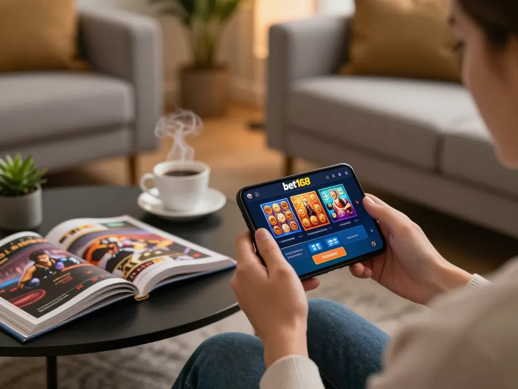 Engaging with the bet168 casino app for an immersive mobile gaming experience.