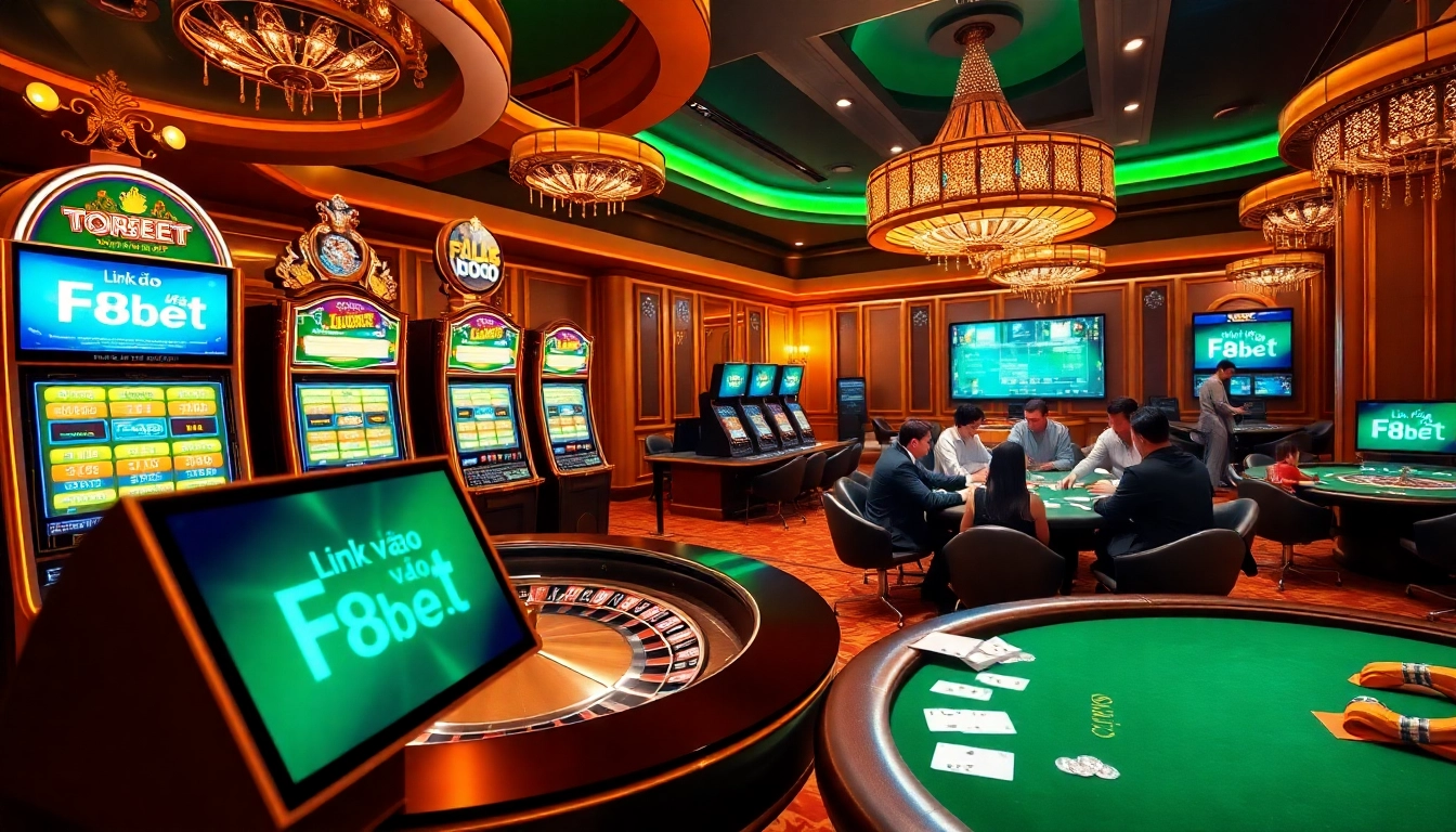 Immersive online gambling experience featuring the Link vào F8bet amid players engaging with casino games.