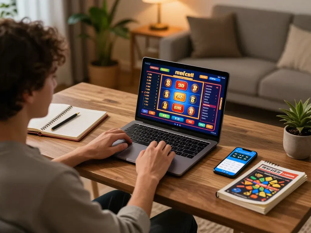 Engaging online gaming experience at home with a focus on 68win slots and strategy.