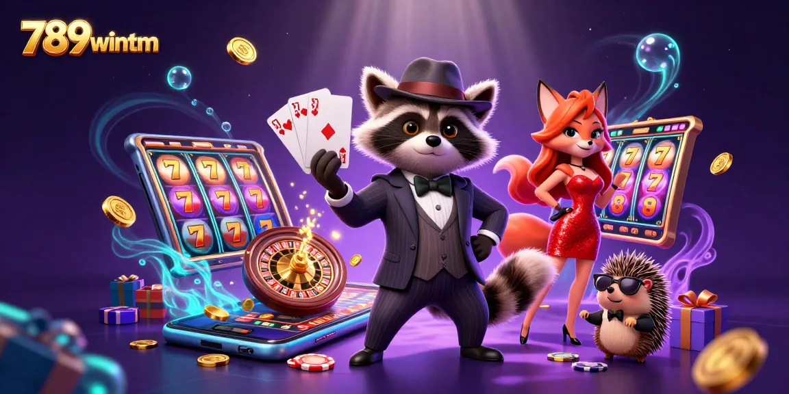 Experience thrilling gaming with 789wintm's vibrant casino scene featuring characters and slot game elements.