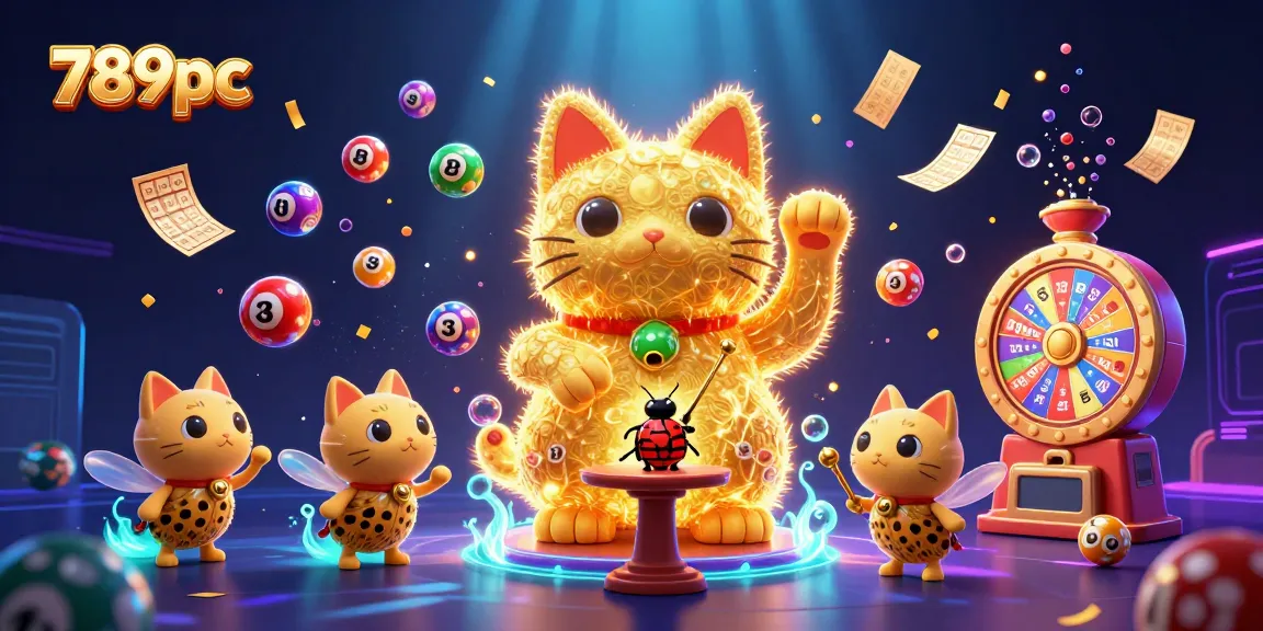 Engaging scene with 789pc's lucky cat and vibrant casino elements for entertainment enthusiasts.