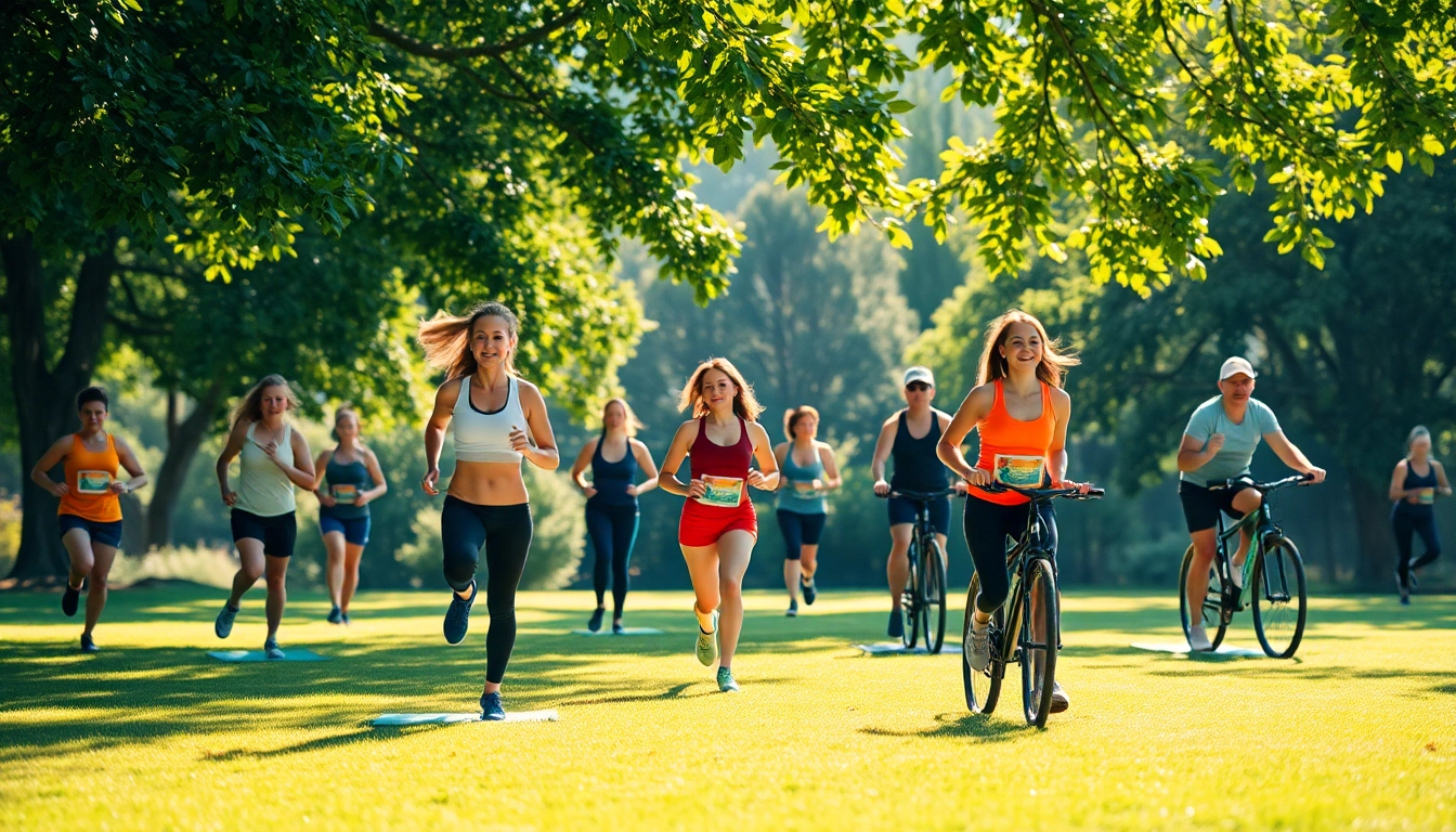 Inspiring weight loss journey with diverse individuals exercising outdoors.