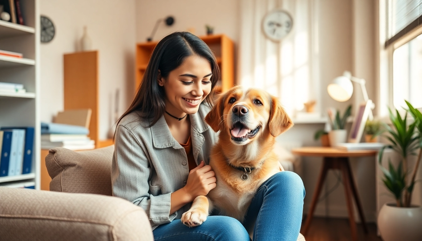 Psychologist with a dog Sydney offering support and guidance in a warm therapy setting.