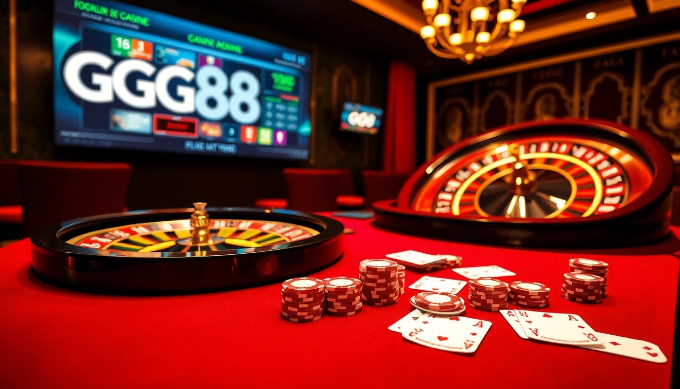 Experience thrilling gameplay at GG88 SE's online casino with vibrant poker chips and live tables.