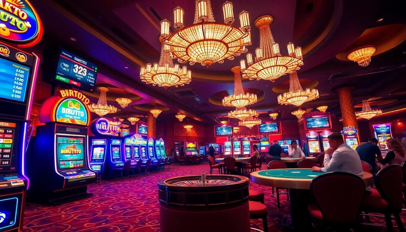 Experience the thrill of birutoto in a luxurious casino setting with engaging slot machines and poker tables.