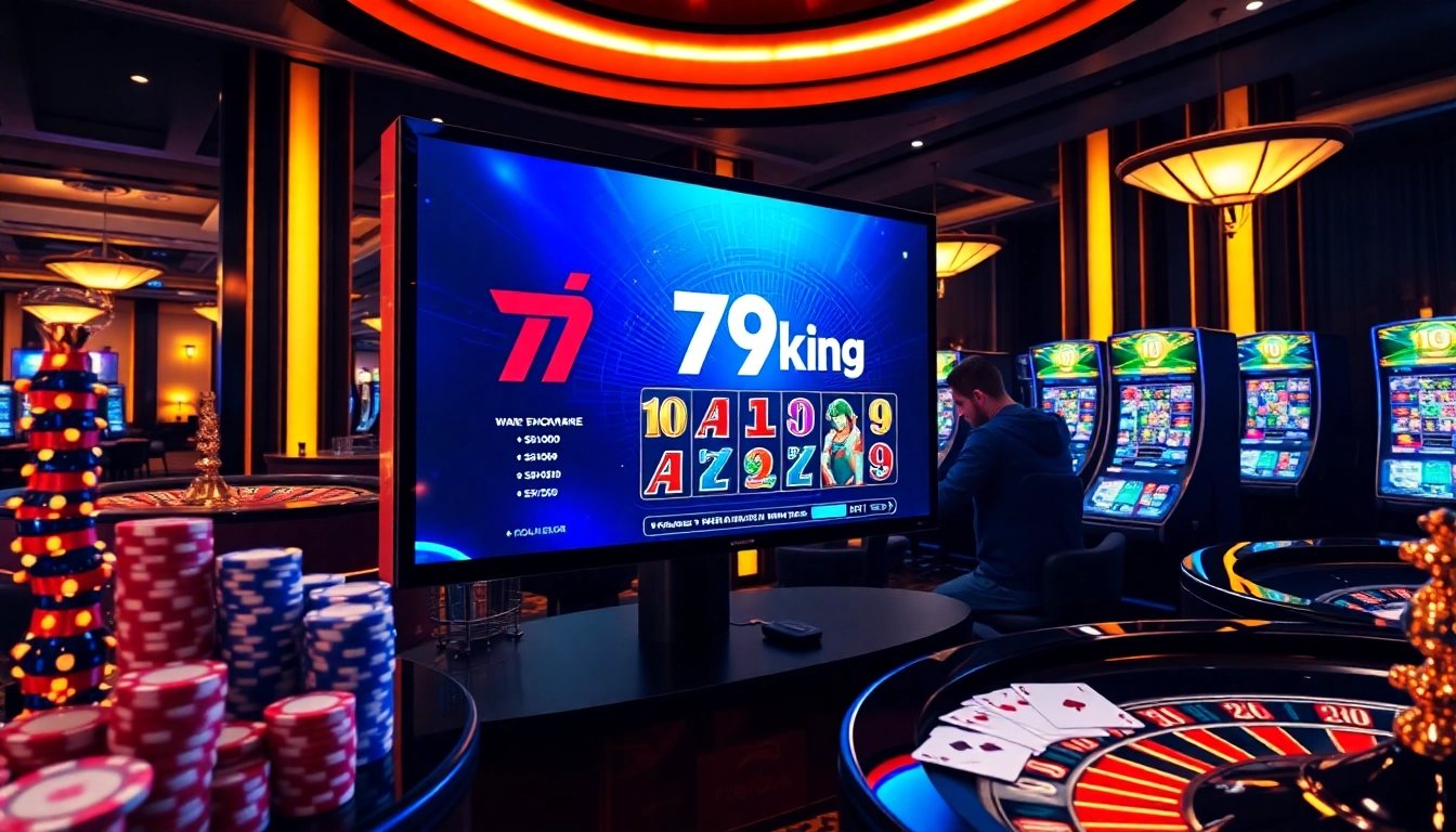 Experience the excitement of 79king with vibrant online gambling visuals and casino elements.