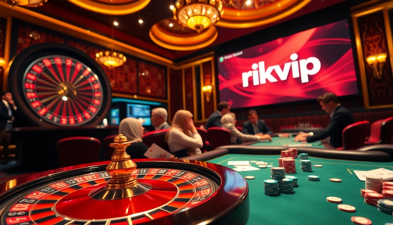 Playing at the rikvip casino table, showcasing vibrant roulette and poker action.