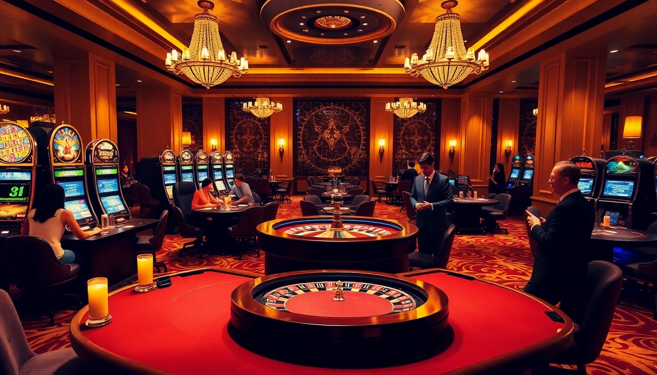 KJC brings excitement to a luxury casino experience with engaging players at a poker table.