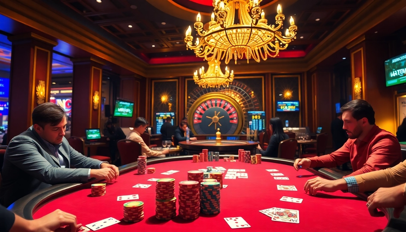 Experience thrilling gameplay at https://www.jun88.org/ with poker chips and casino tables highlighting exciting bets.