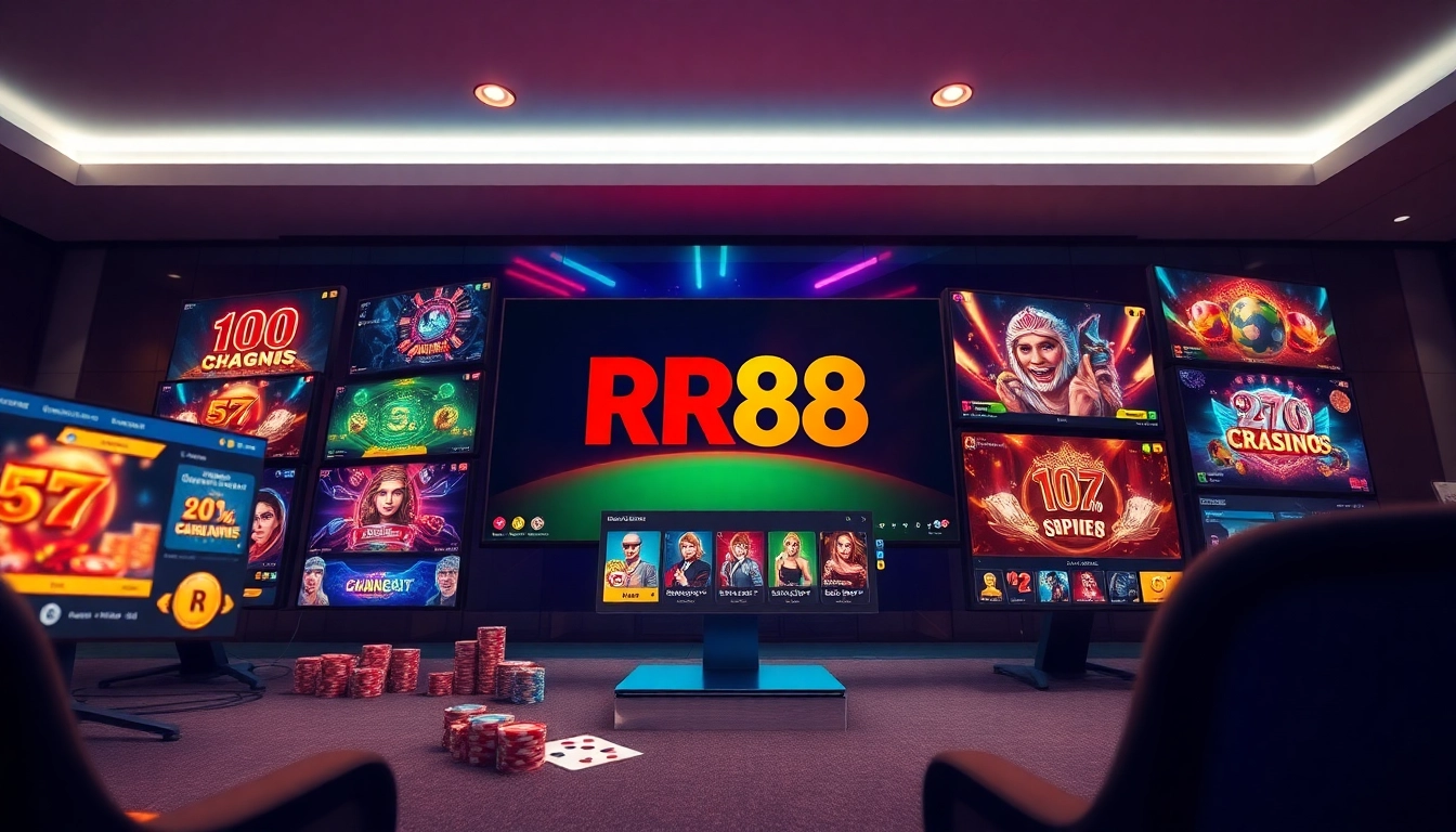 RR88 online casino interface showcasing interactive games and user engagement with vibrant graphics.