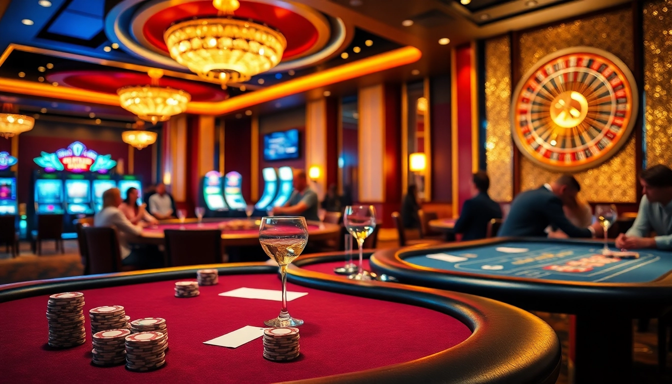 Experience thrilling gambling action at ABC8 casino with elegant tables and vibrant slot machines.