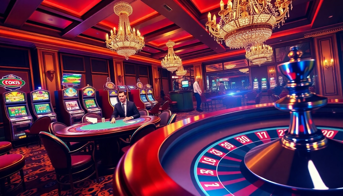 Luck8 casino players joyfully engaging at a vibrant poker table surrounded by excitement.