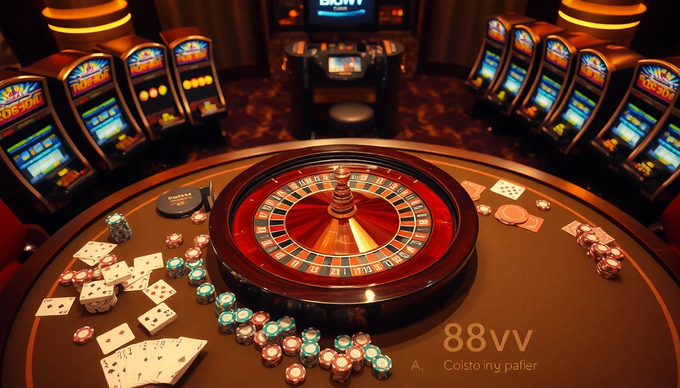 High-stakes poker action at a luxurious 88vv casino gaming table.