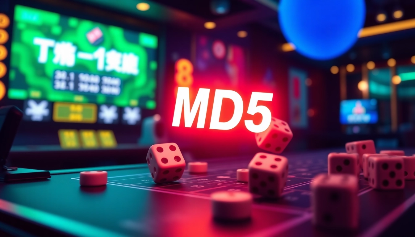 Tài Xỉu MD5 game interface showcasing vibrant online gambling experience.