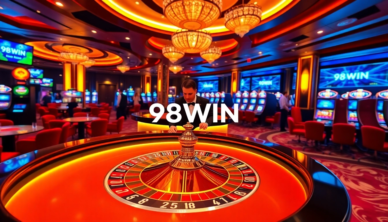 Experience the thrill of 98WIN at a luxurious casino with vibrant games and professional dealers.