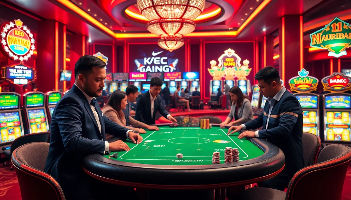 Betting on Kèo Bóng Đá at a high-stakes casino table with vibrant visuals.