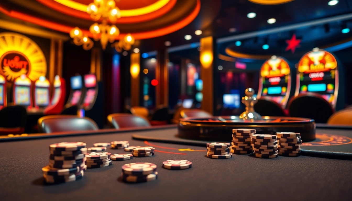 Experience the thrill of winning at MK8 with vibrant poker chips and roulette wheels in a luxurious casino setting.