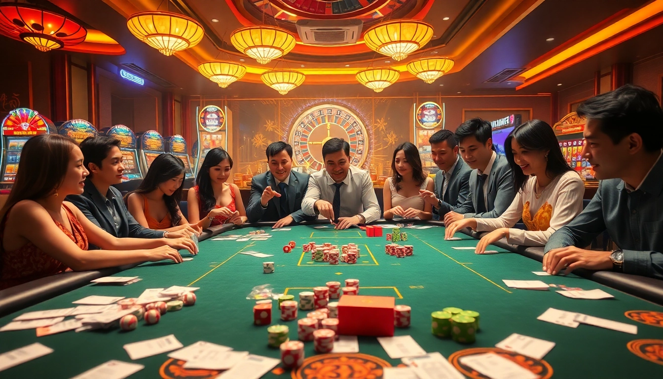 Tài xỉu md5 table with vibrant dice and chips, inviting gamblers to join the excitement.