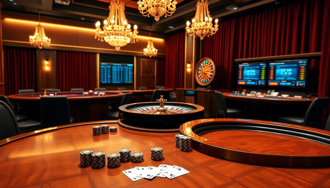 Experience the excitement of link 13Win with a luxurious casino atmosphere featuring poker and roulette.