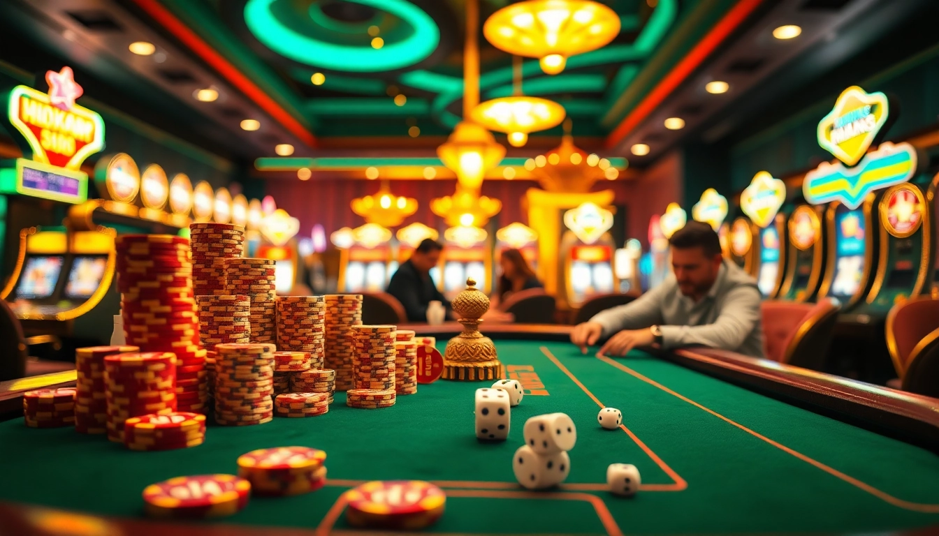 Players engage intensely at the HB88 casino table amidst vibrant gaming excitement.
