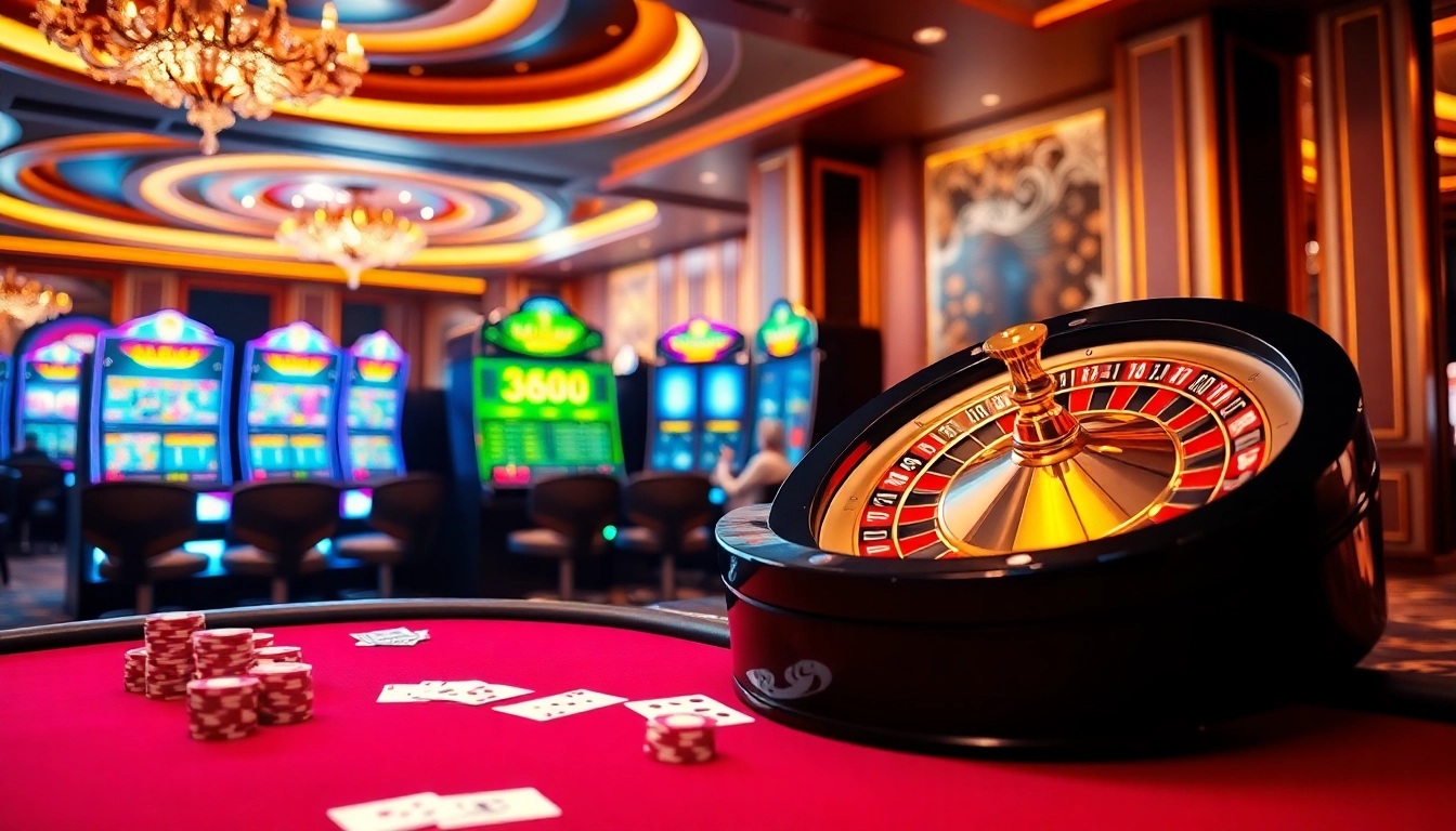 Experience the thrill of 388bet casino with glamorous gambling elements like poker chips and roulette wheels.