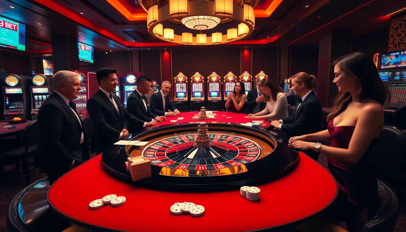 Exciting roulette action at 39bet casino with vibrant gaming elements and warm lighting.